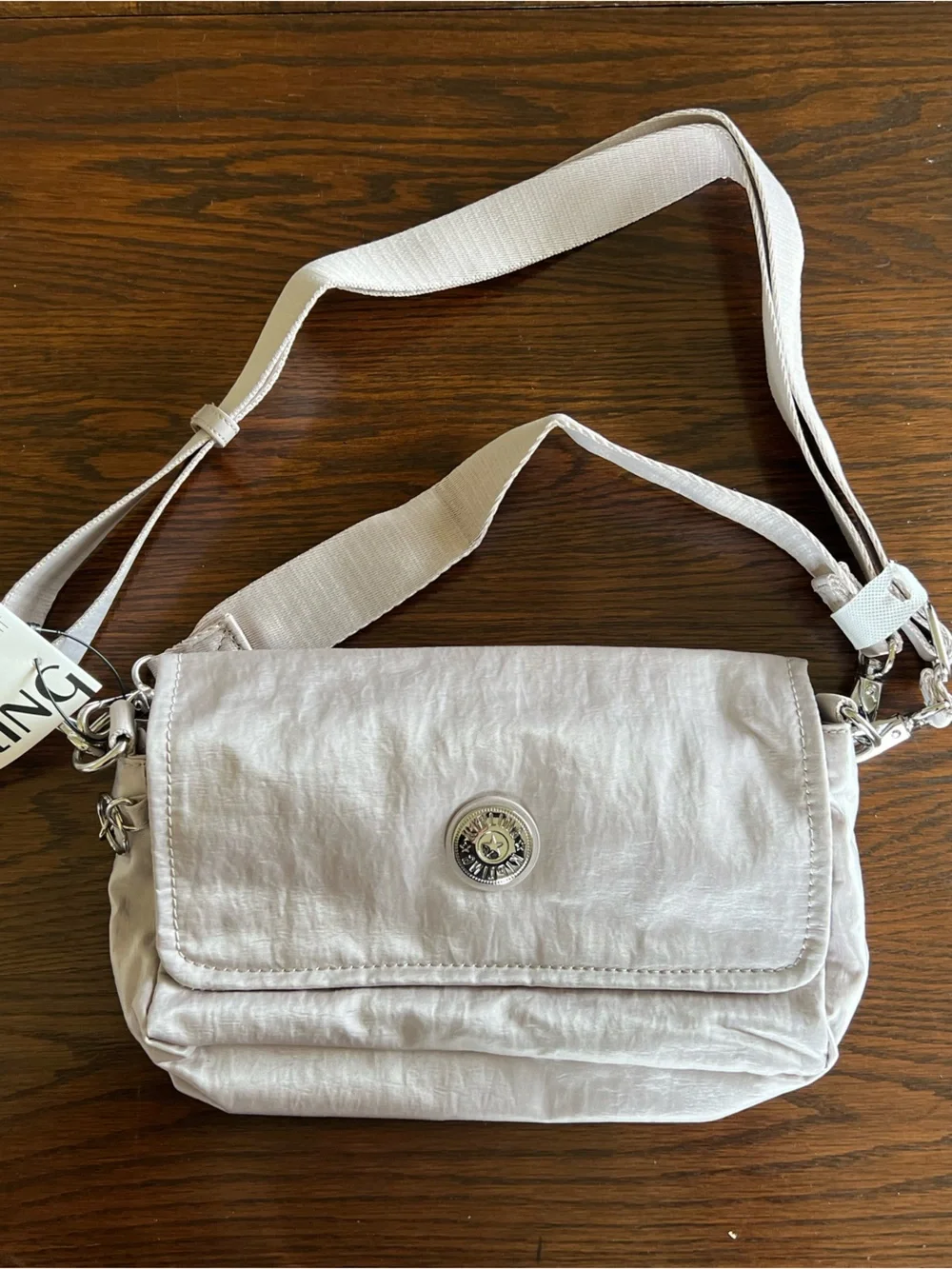 Kipling Silver-White Adjustable Crossbody Bag - Picture 1 of 4
